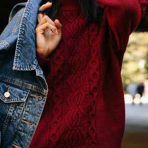 UO Austin Mock-Neck Cable Knit Sweater